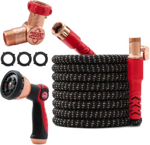 Hose 75 FT Copper Head Expandable Garden Hose with Pocket Pivot, No Tangles, 360?? Swivel