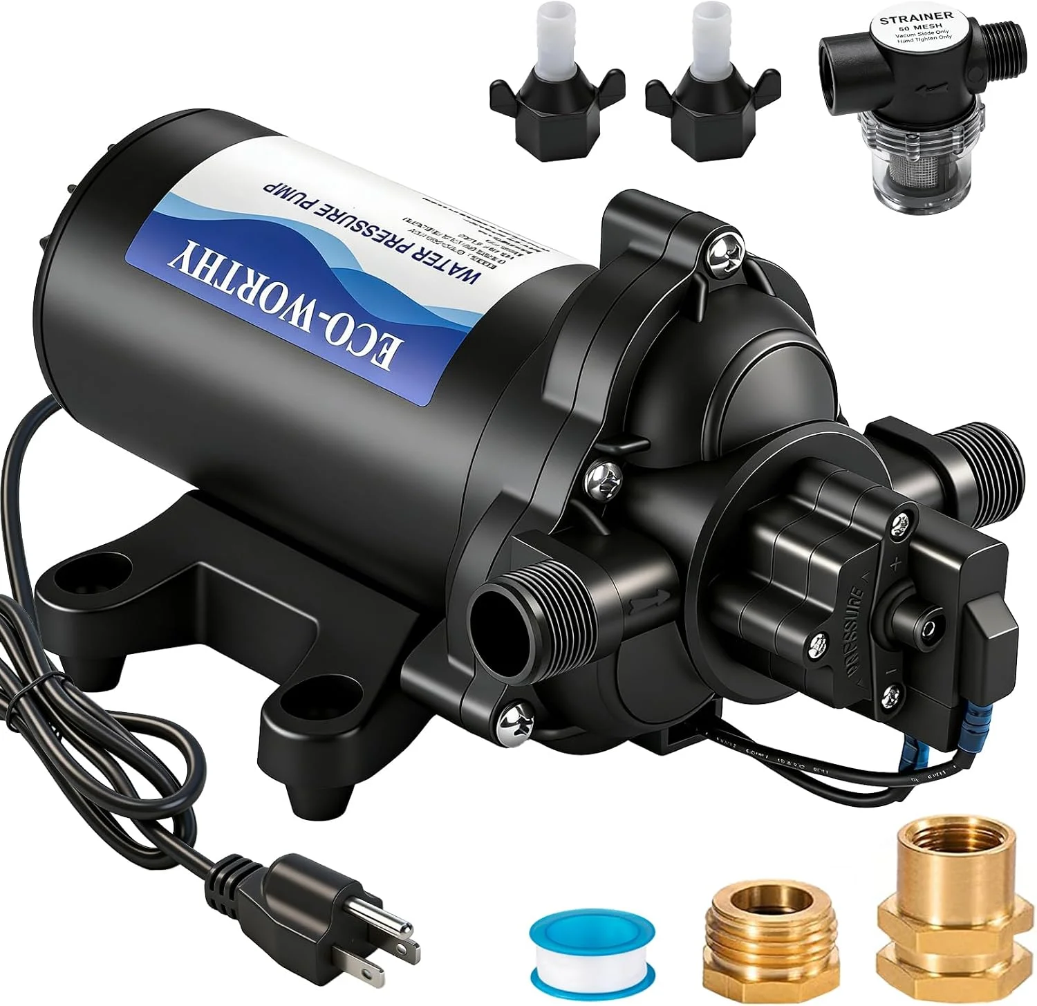 33-Series Industrial Water Pressure Pump 110V AC 4.0GPM 50PSI RV Fresh Water Diaphragm Pump include Garden - Image 5