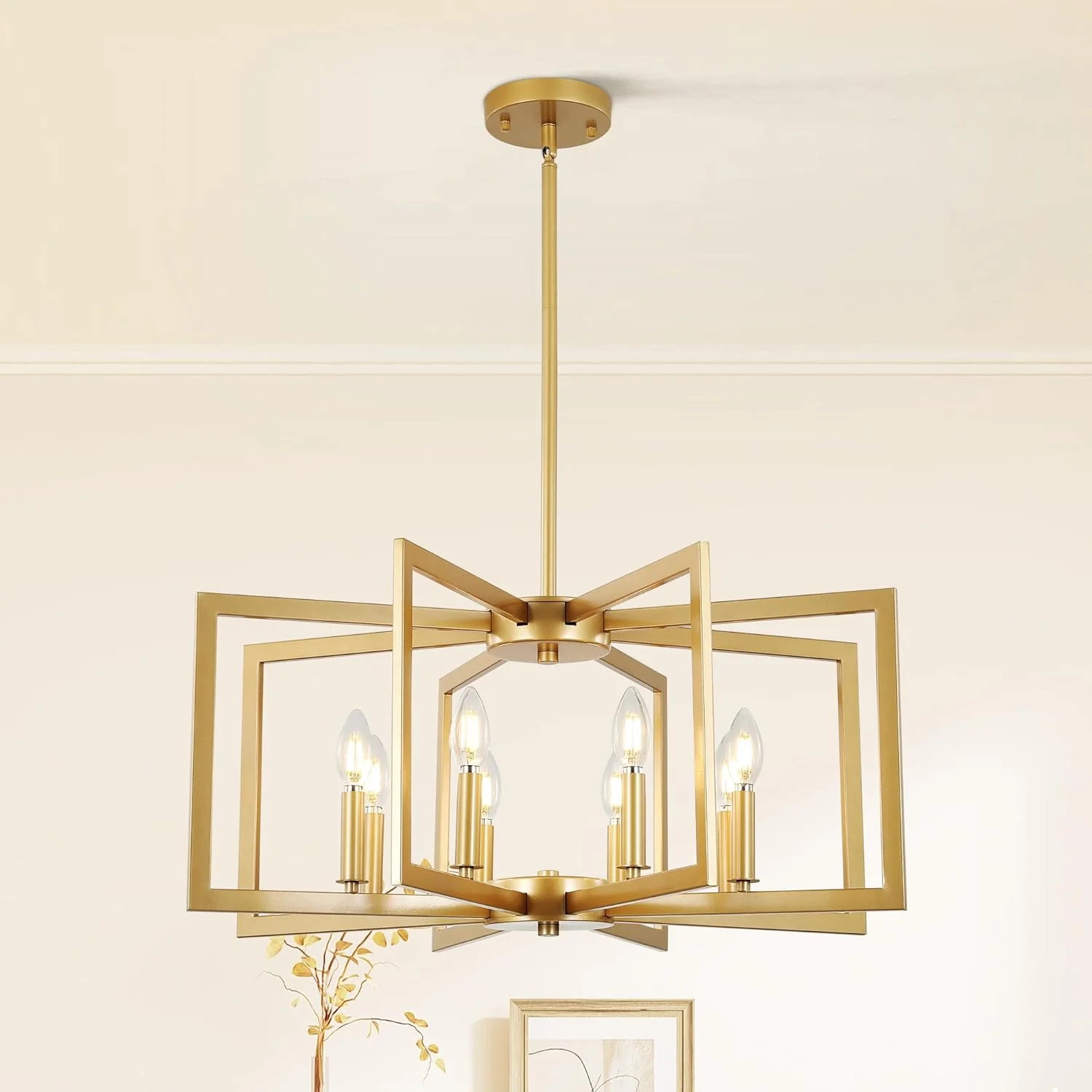 6-Light Gold Pendant Light, Modern Farmhouse Dining Room Light Fixtures Over Table - Image 7