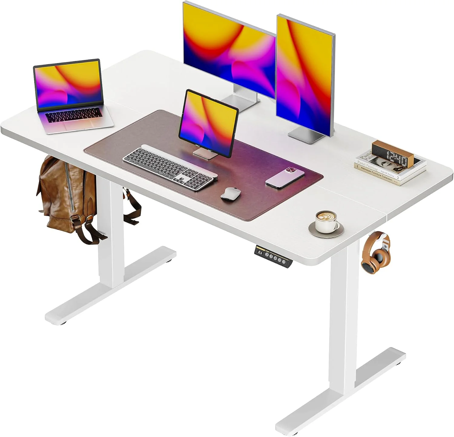 55 x 28 Large Electric Standing Desk, Height Adjustable Computer Desk, 27.6 Deep Desktop - Image 9