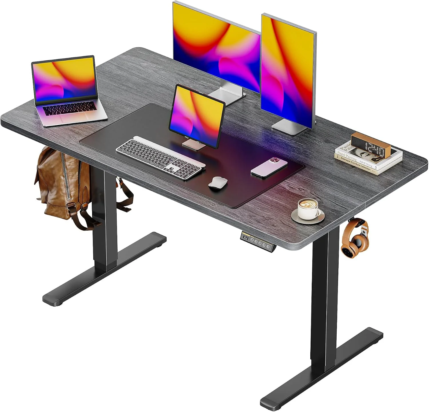 55 x 28 Large Electric Standing Desk, Height Adjustable Computer Desk, 27.6 Deep Desktop - Image 13