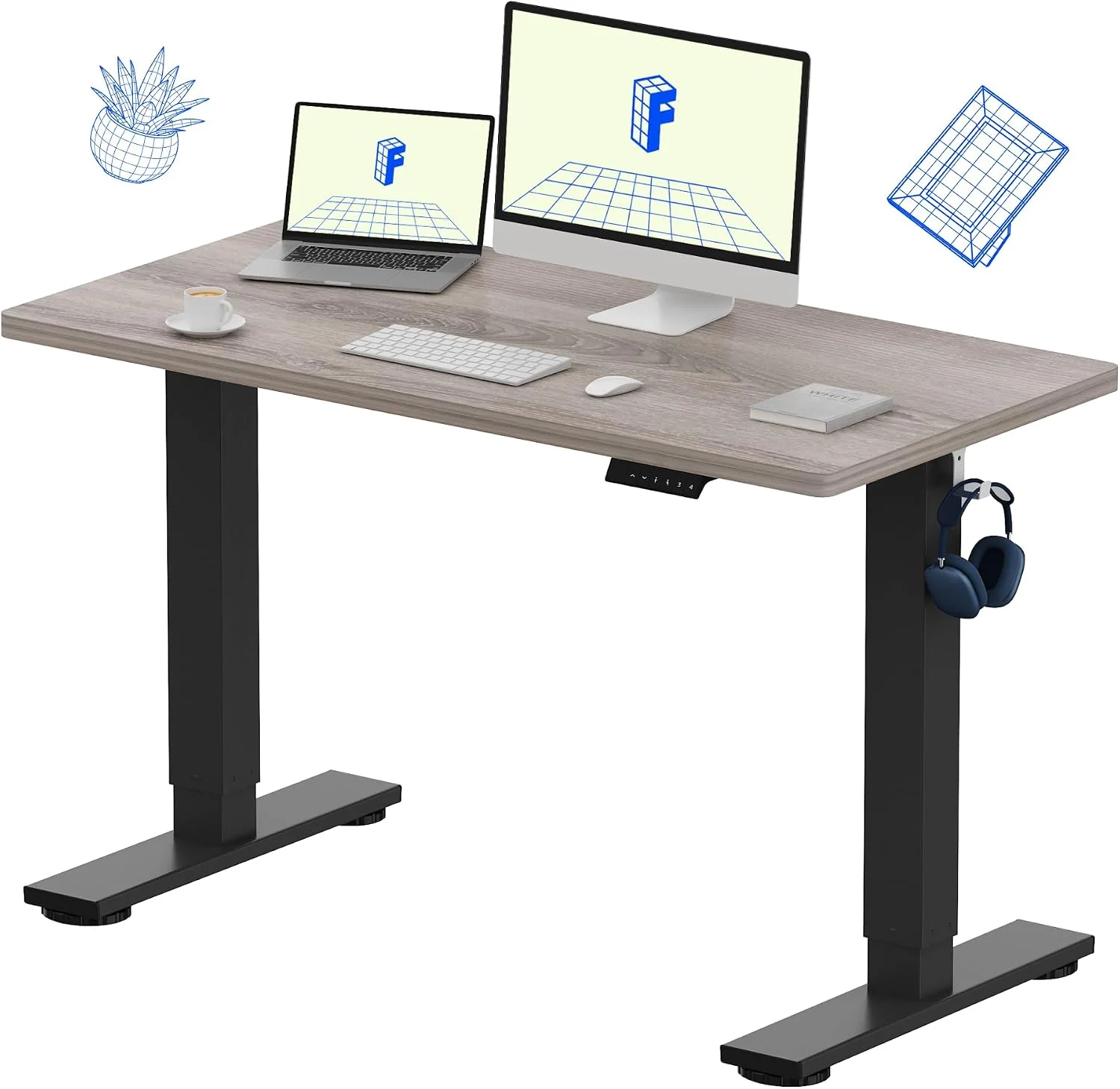 EN1 One-Piece Standing Desk, Electric Adjustable with 4 Memory Presets, 176 LBS Capacity, 48x24 Black - Image 20
