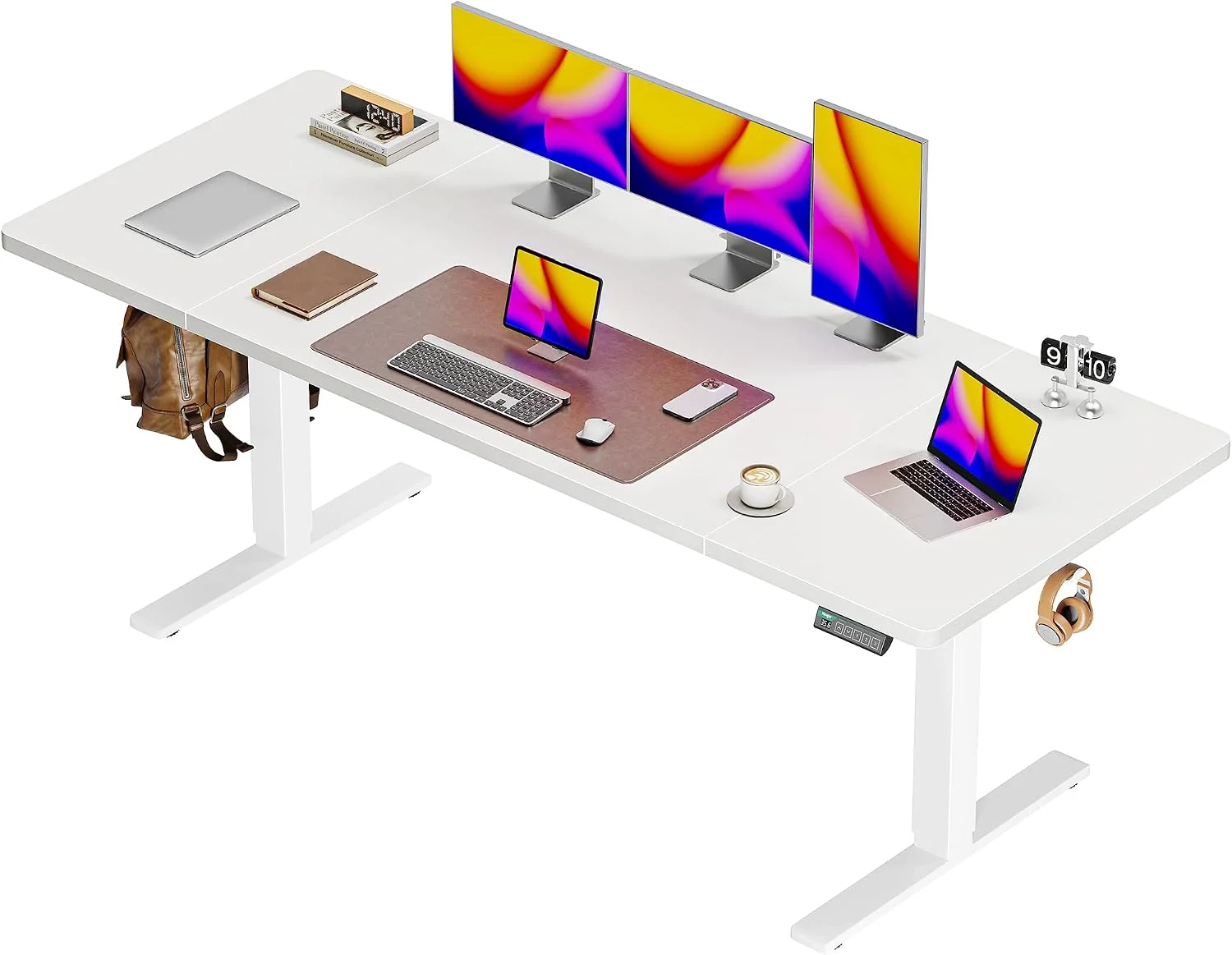 55 x 28 Large Electric Standing Desk, Height Adjustable Computer Desk, 27.6 Deep Desktop - Image 22