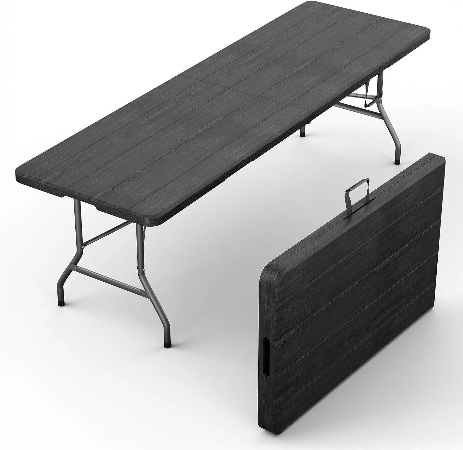 Modern Space 8 Feet Foldable Table with Built in Handle & Steel Legs, Heavy Duty Portable - Image 5