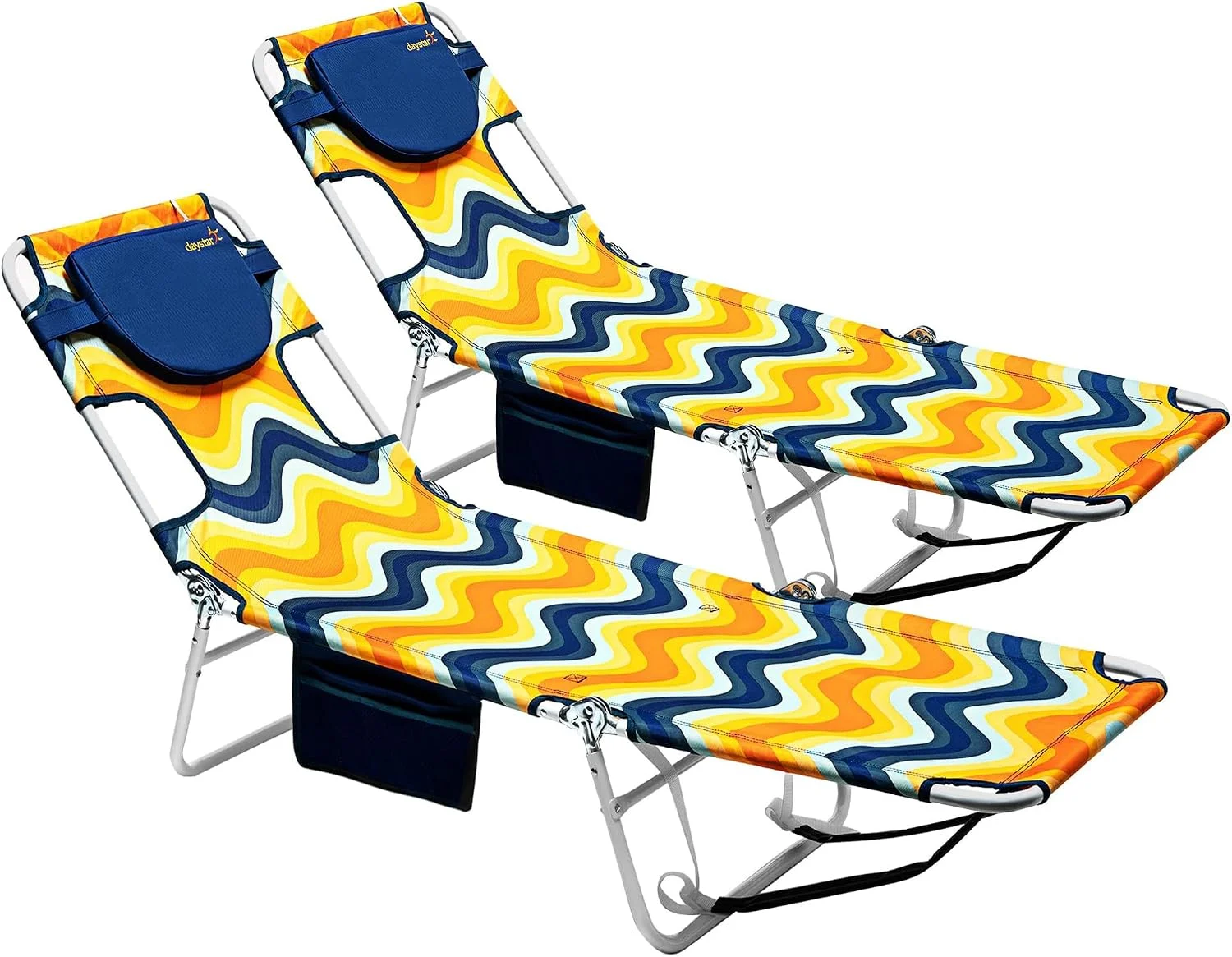 Beach Lounge Chair, Reclining Beach Chairs Lay Flat, Folding Camping Chairs Portable Camp Cot with Backpack - Image 12