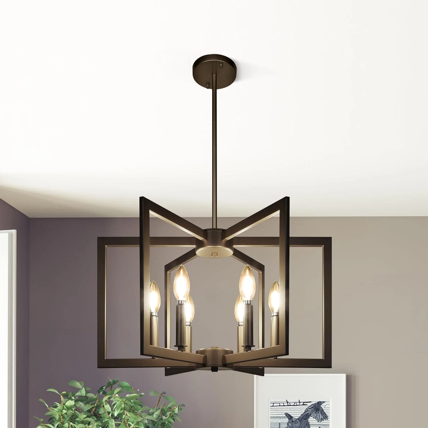 6-Light Gold Pendant Light, Modern Farmhouse Dining Room Light Fixtures Over Table - Image 6