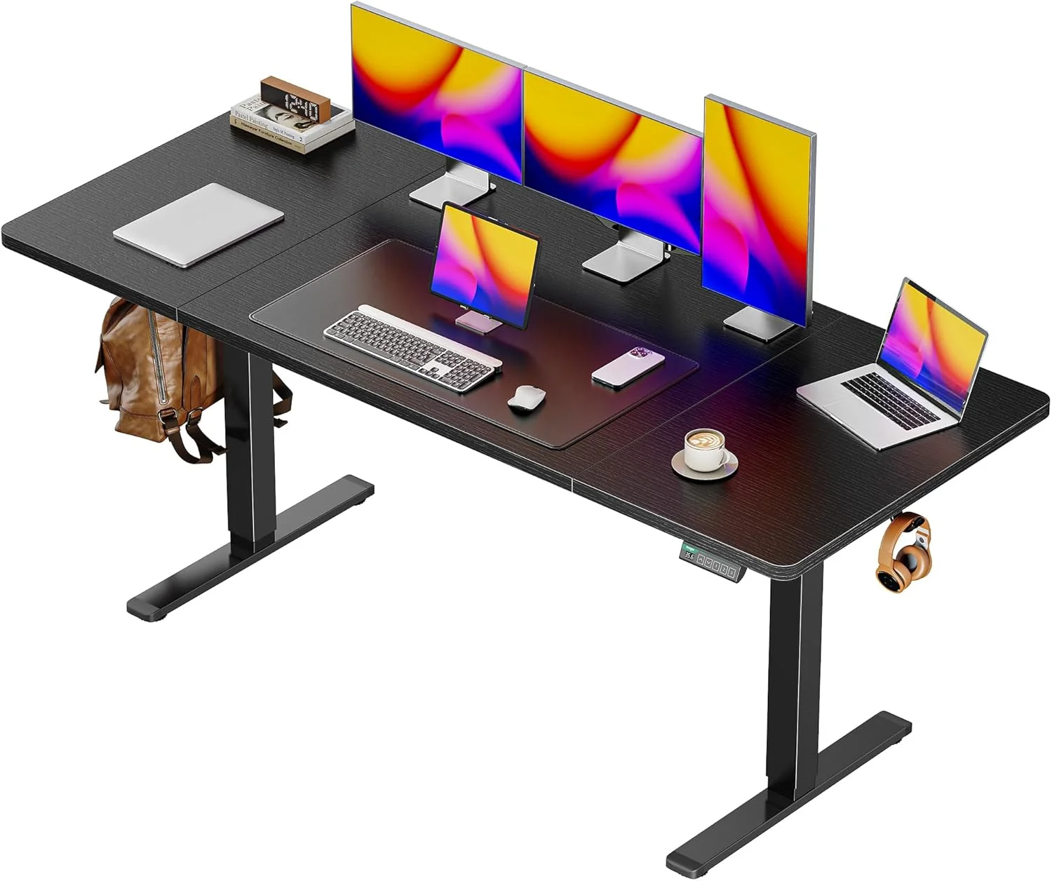 55 x 28 Large Electric Standing Desk, Height Adjustable Computer Desk, 27.6 Deep Desktop - Image 6