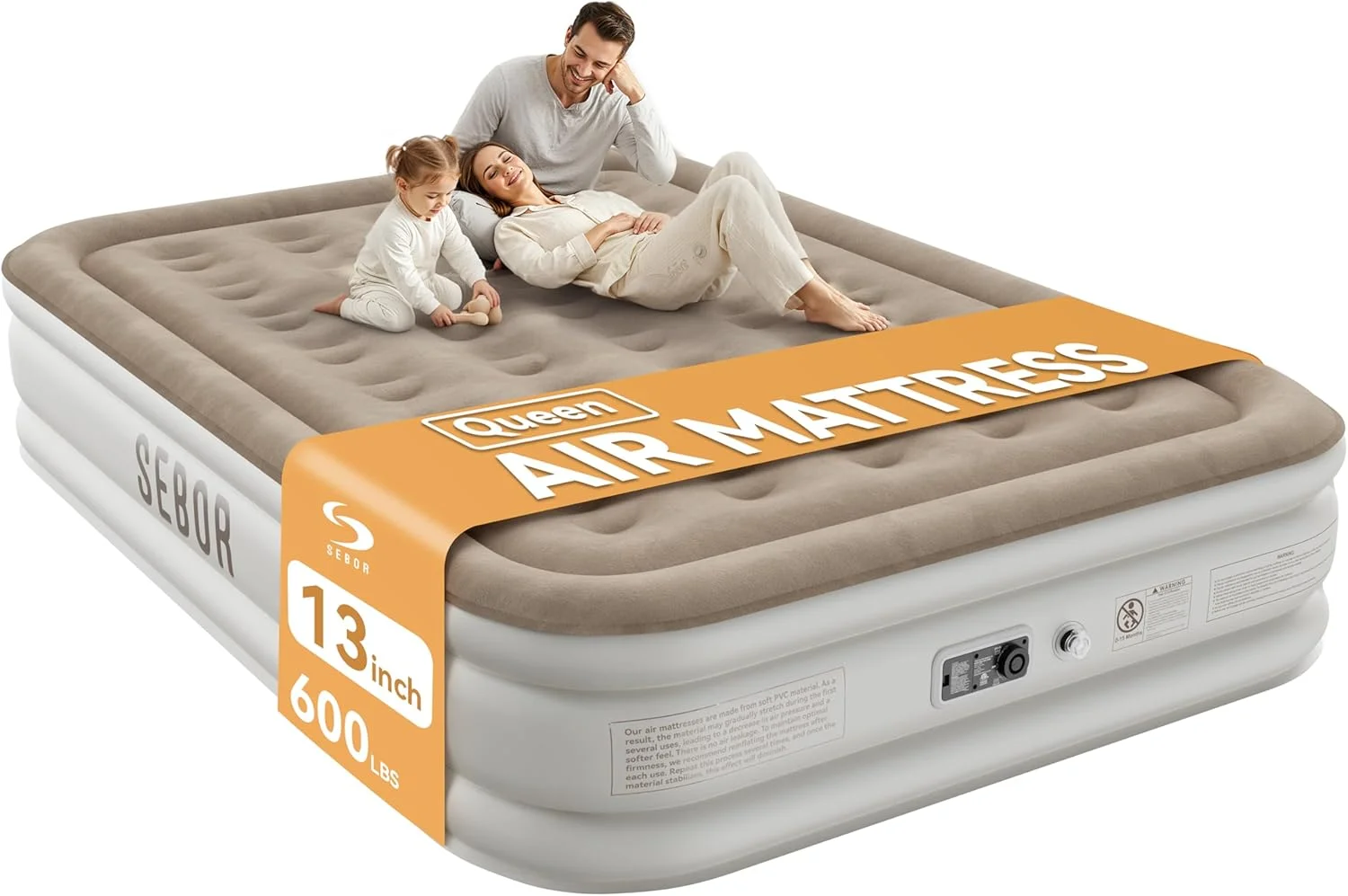 Air Mattress with Built-in Pump, Comfortable Self-Inflating Air Mattress with High-Speed Pump, 18 Twin XL) - Image 2