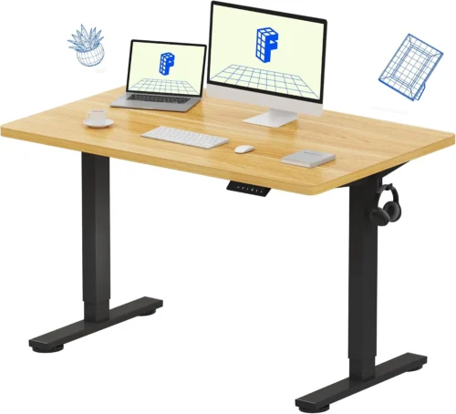 Alternative view of EN1 One-Piece Standing Desk, Electric Adjustable with 4 Memory Presets, 176 LBS Capacity, 48x24 Black