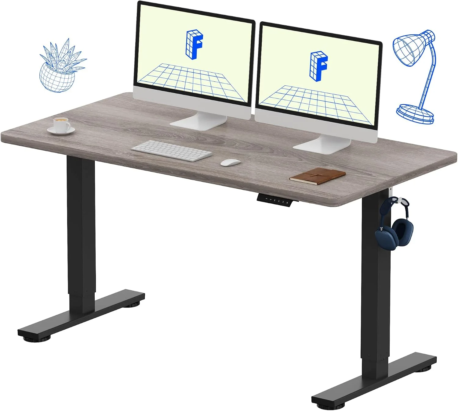 EN1 One-Piece Standing Desk, Electric Adjustable with 4 Memory Presets, 176 LBS Capacity, 48x24 Black - Image 36