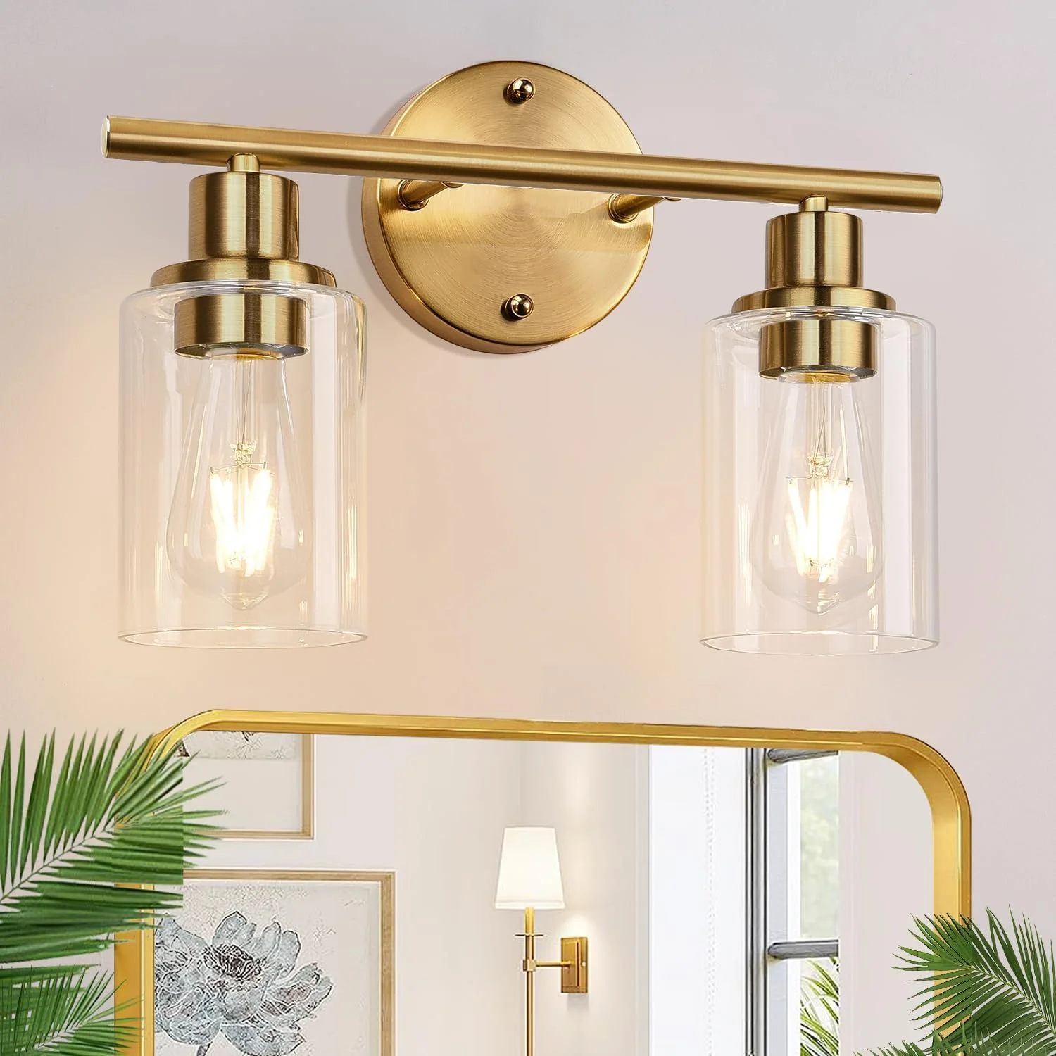 3-Light Bathroom Light Fixtures, 17.23 Black Modern Vanity Lights with Clear Glass Shade - Image 28