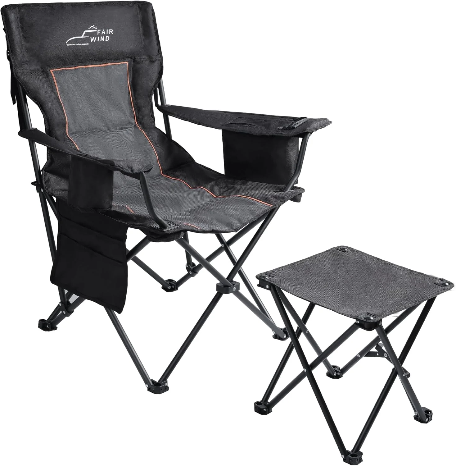 WIND 2 Pack Fully Padded Oversized Camping Chair Heavy Duty Lawn Chair Set with Adjustable Lumbar Support - Image 3