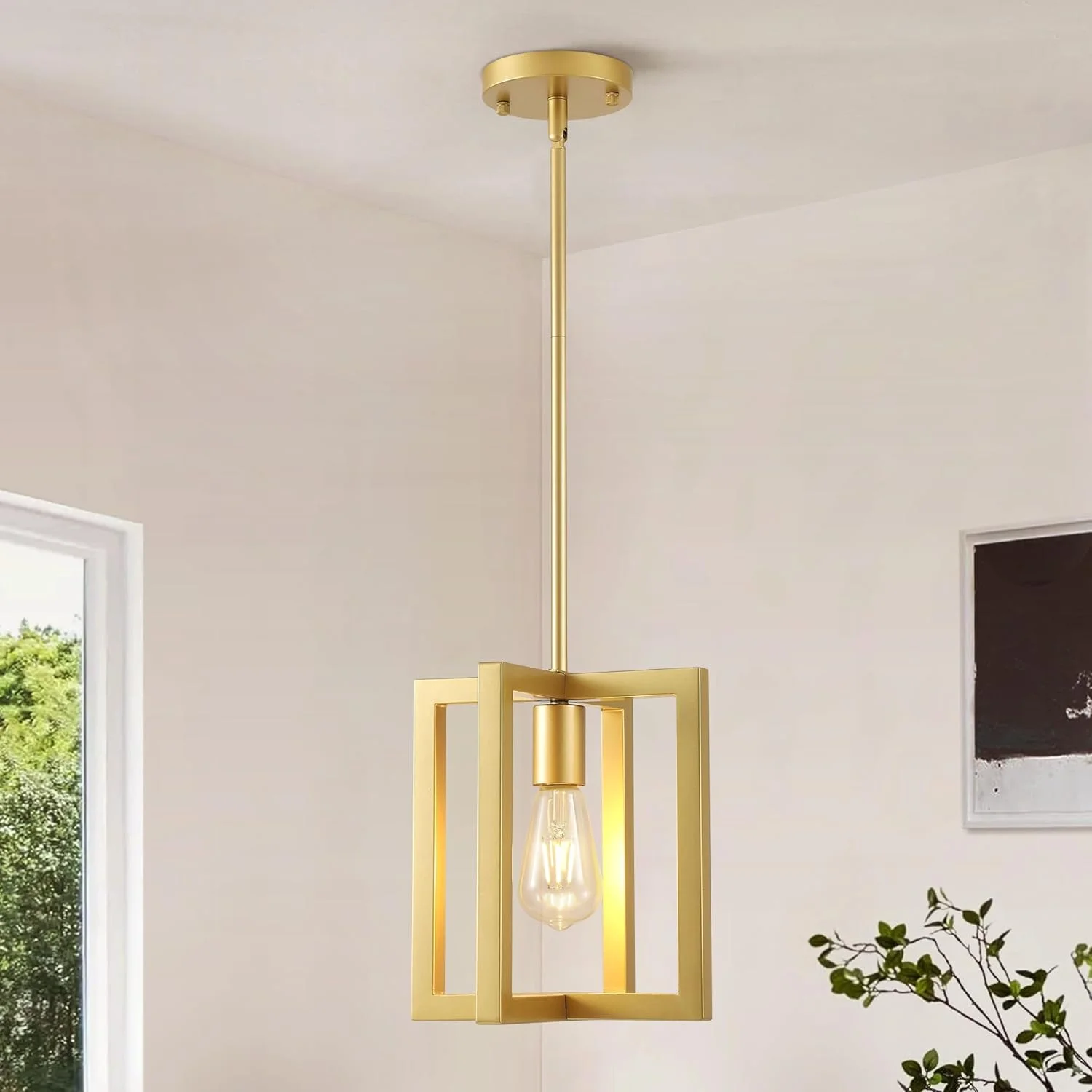 6-Light Gold Pendant Light, Modern Farmhouse Dining Room Light Fixtures Over Table - Image 8