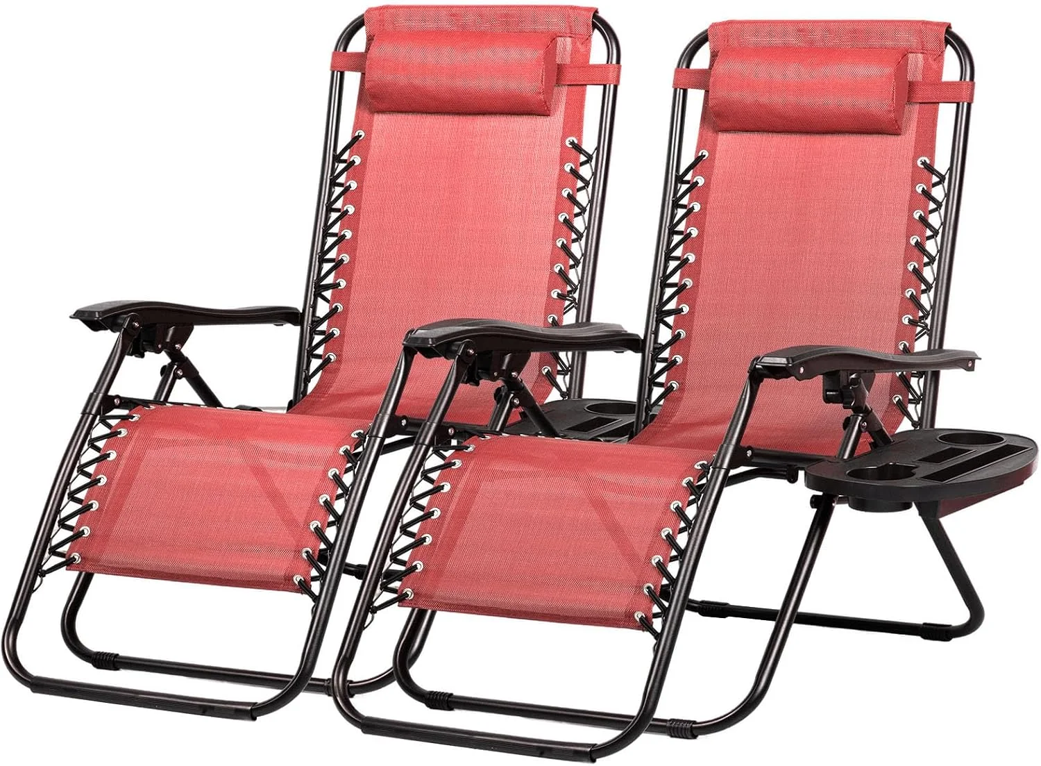 Set of 2 Relaxing Recliners Patio Chairs Adjustable Steel Mesh Zero Gravity Lounge Chair Beach Chairs with - Image 5