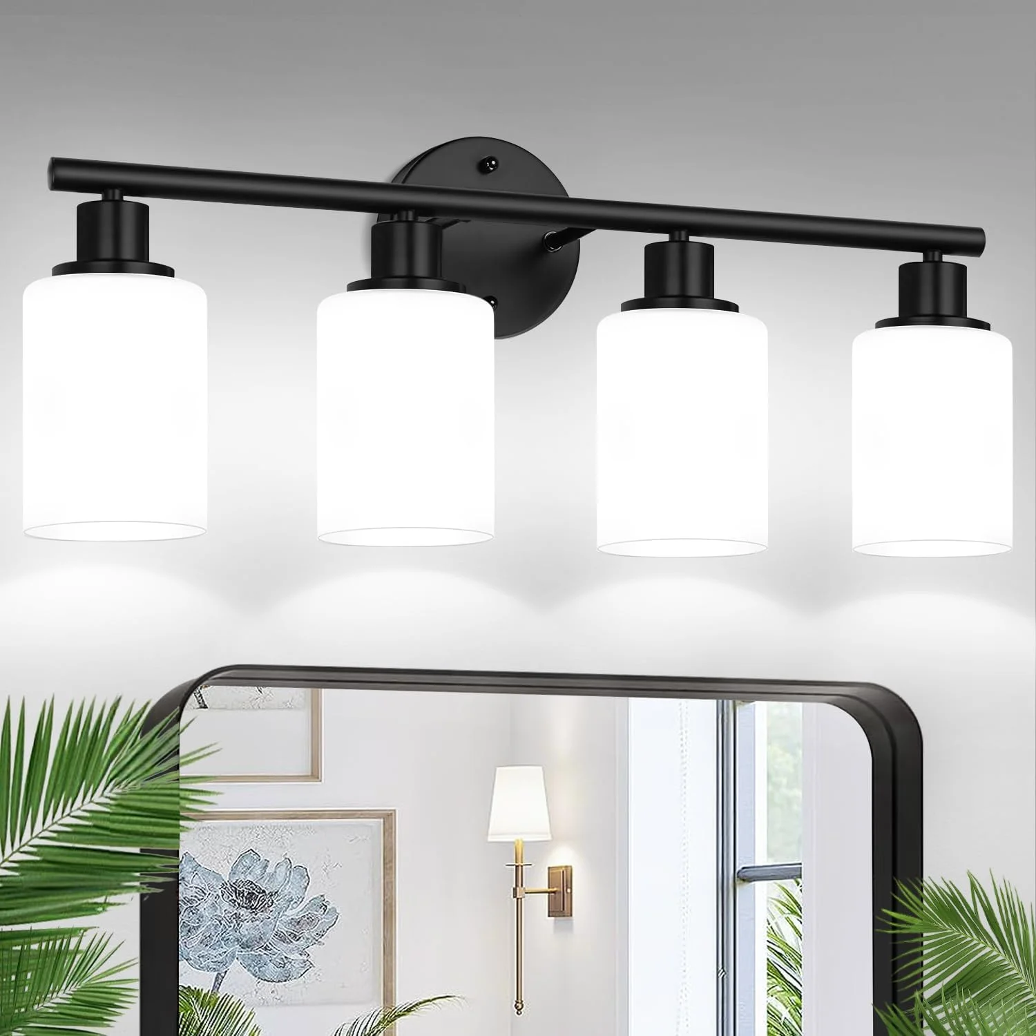 3-Light Bathroom Light Fixtures, 17.23 Black Modern Vanity Lights with Clear Glass Shade - Image 6