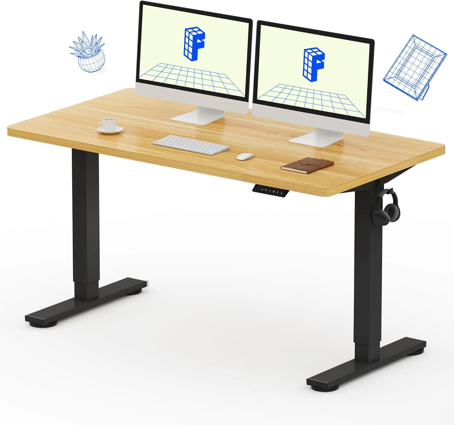 EN1 One-Piece Standing Desk, Electric Adjustable with 4 Memory Presets, 176 LBS Capacity, 48x24 Black - Image 3