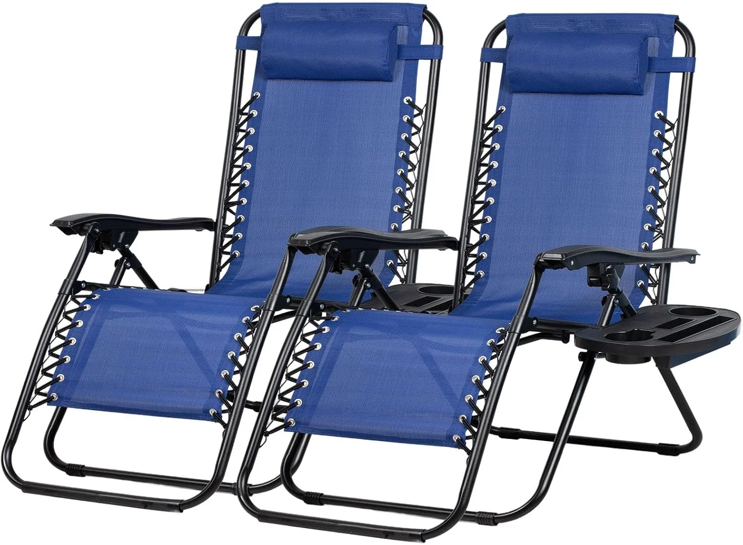 Set of 2 Relaxing Recliners Patio Chairs Adjustable Steel Mesh Zero Gravity Lounge Chair Beach Chairs with - Image 6