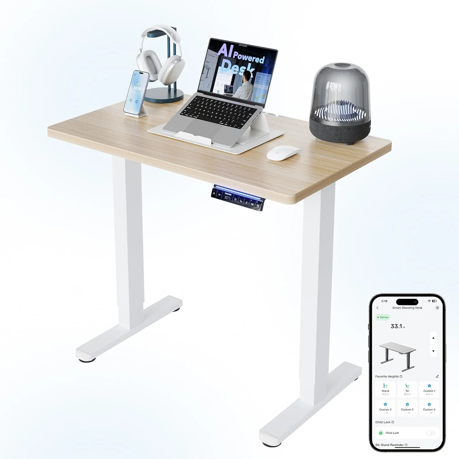 32 Small Electric Standing Desk Adjustable Height, 4 Memory Height Settings - Image 33