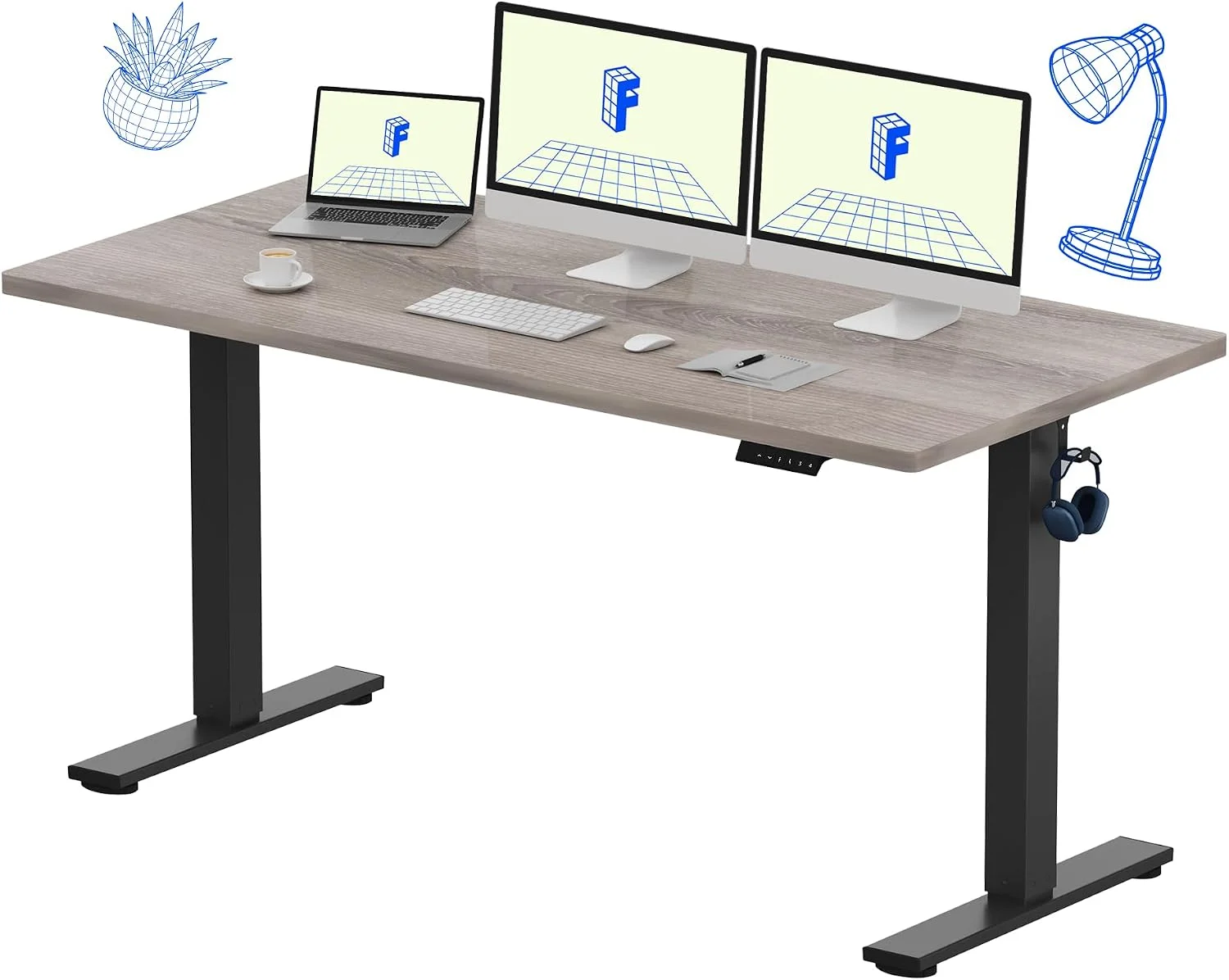 EN1 One-Piece Standing Desk, Electric Adjustable with 4 Memory Presets, 176 LBS Capacity, 48x24 Black - Image 32
