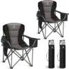 CAMP Folding Camping Chair Oversized Heavy Duty Padded Outdoor Chair with Cup Holder Storage and Cooler Bag