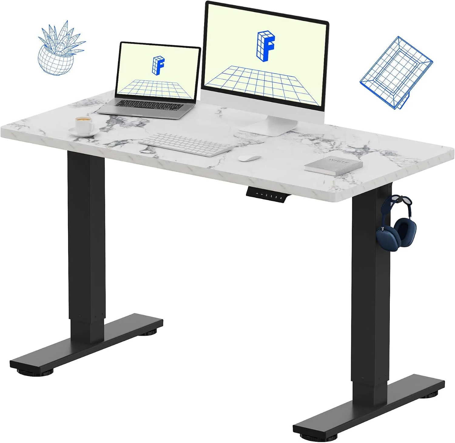 EN1 One-Piece Standing Desk, Electric Adjustable with 4 Memory Presets, 176 LBS Capacity, 48x24 Black - Image 30