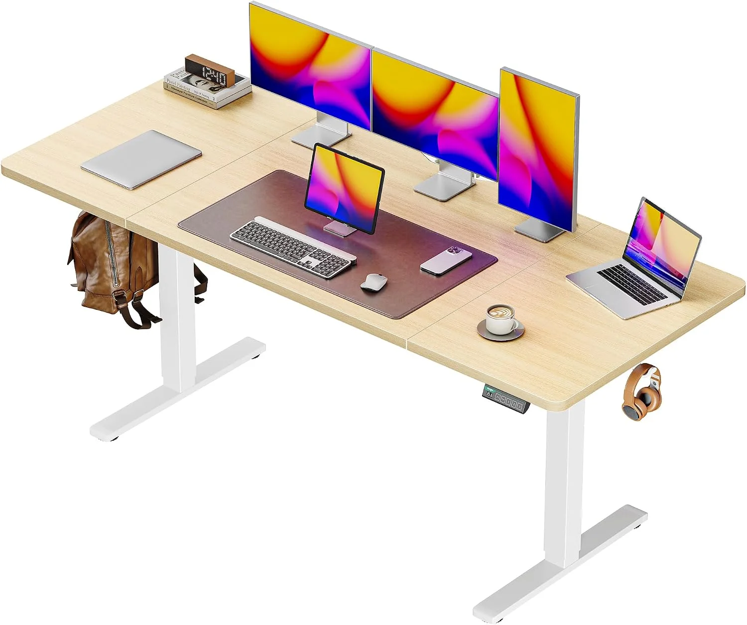 55 x 28 Large Electric Standing Desk, Height Adjustable Computer Desk, 27.6 Deep Desktop - Image 17
