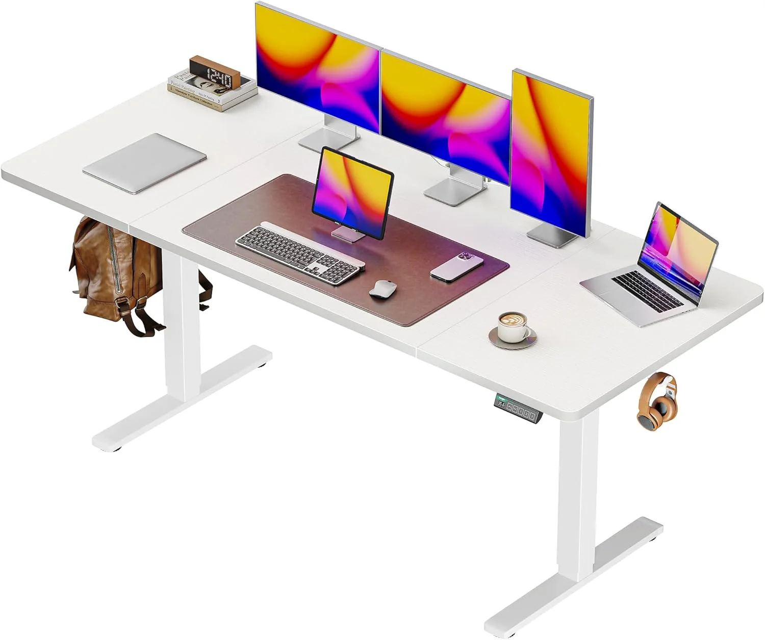55 x 28 Large Electric Standing Desk, Height Adjustable Computer Desk, 27.6 Deep Desktop - Image 14