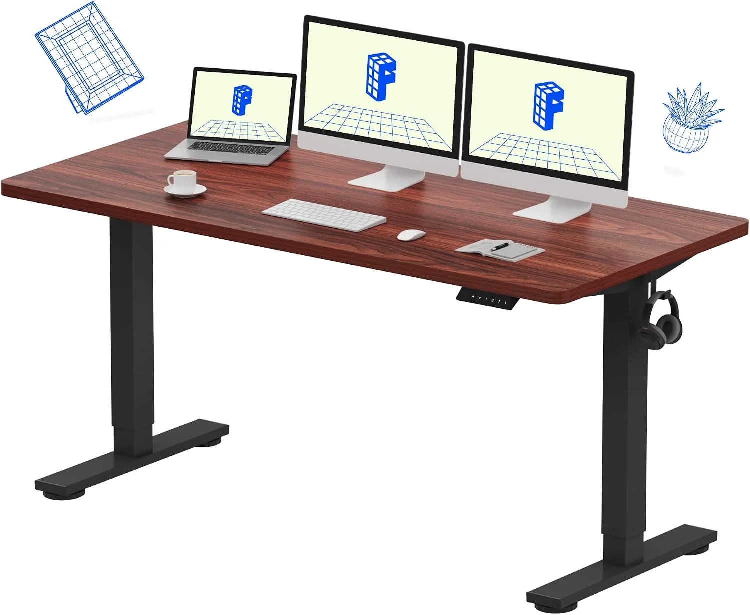 EN1 One-Piece Standing Desk, Electric Adjustable with 4 Memory Presets, 176 LBS Capacity, 48x24 Black - Image 44