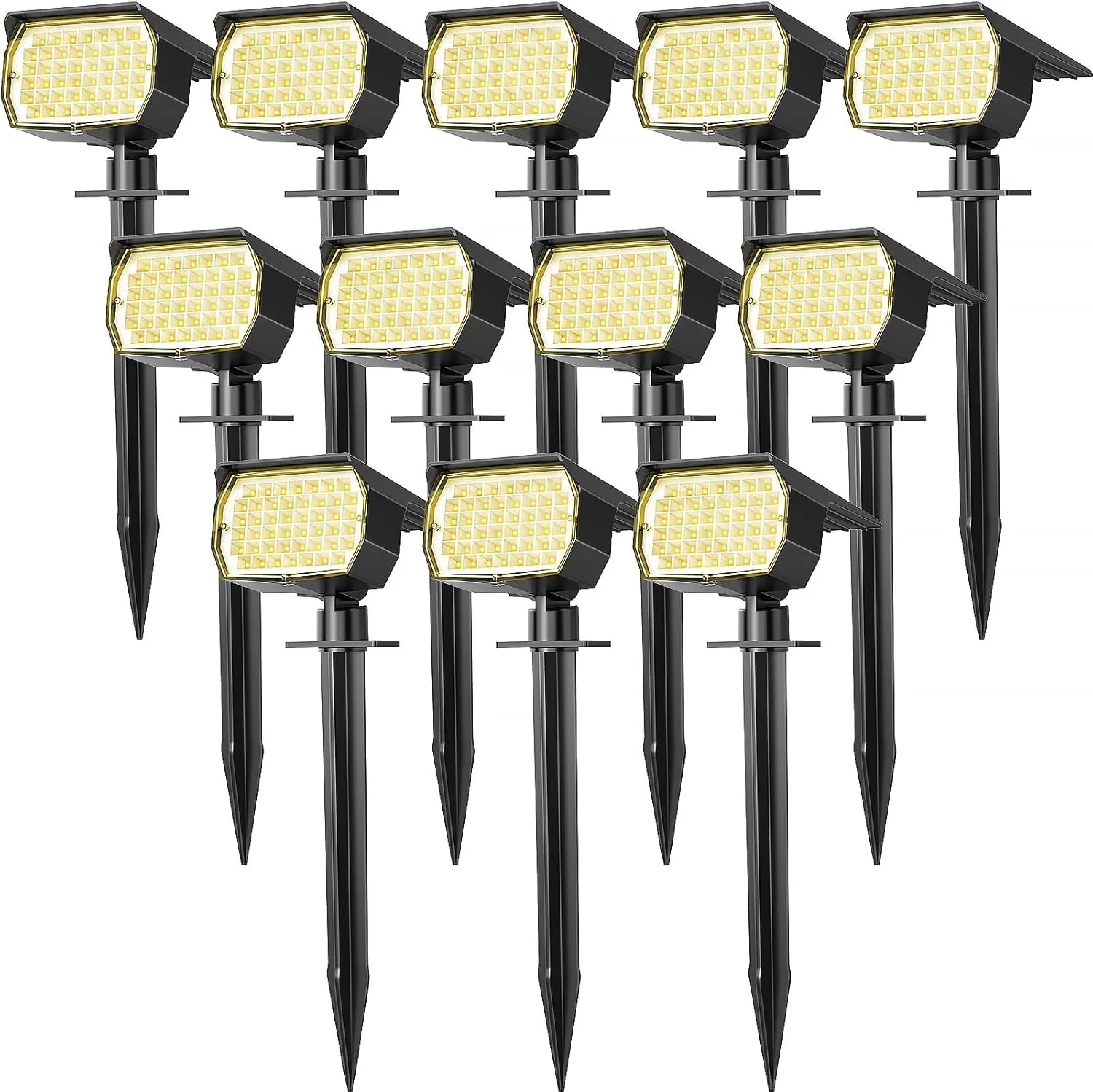 Solar Spot Lights Outdoor Waterproof IP65, 12 Pack Landscape Spotlights with 46 LEDs, 3 Modes Auto On/Off Solar - Image 3