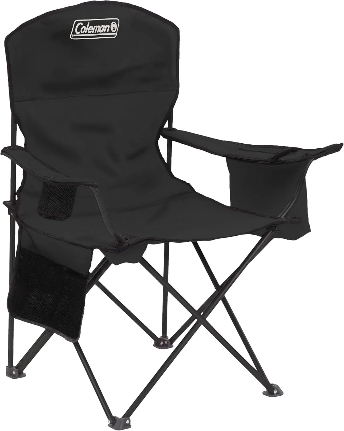 Portable Camping Chair with 4-Can Cooler, Cushioned Seat & Back with Side Pockets & Cup Holder - Image 3