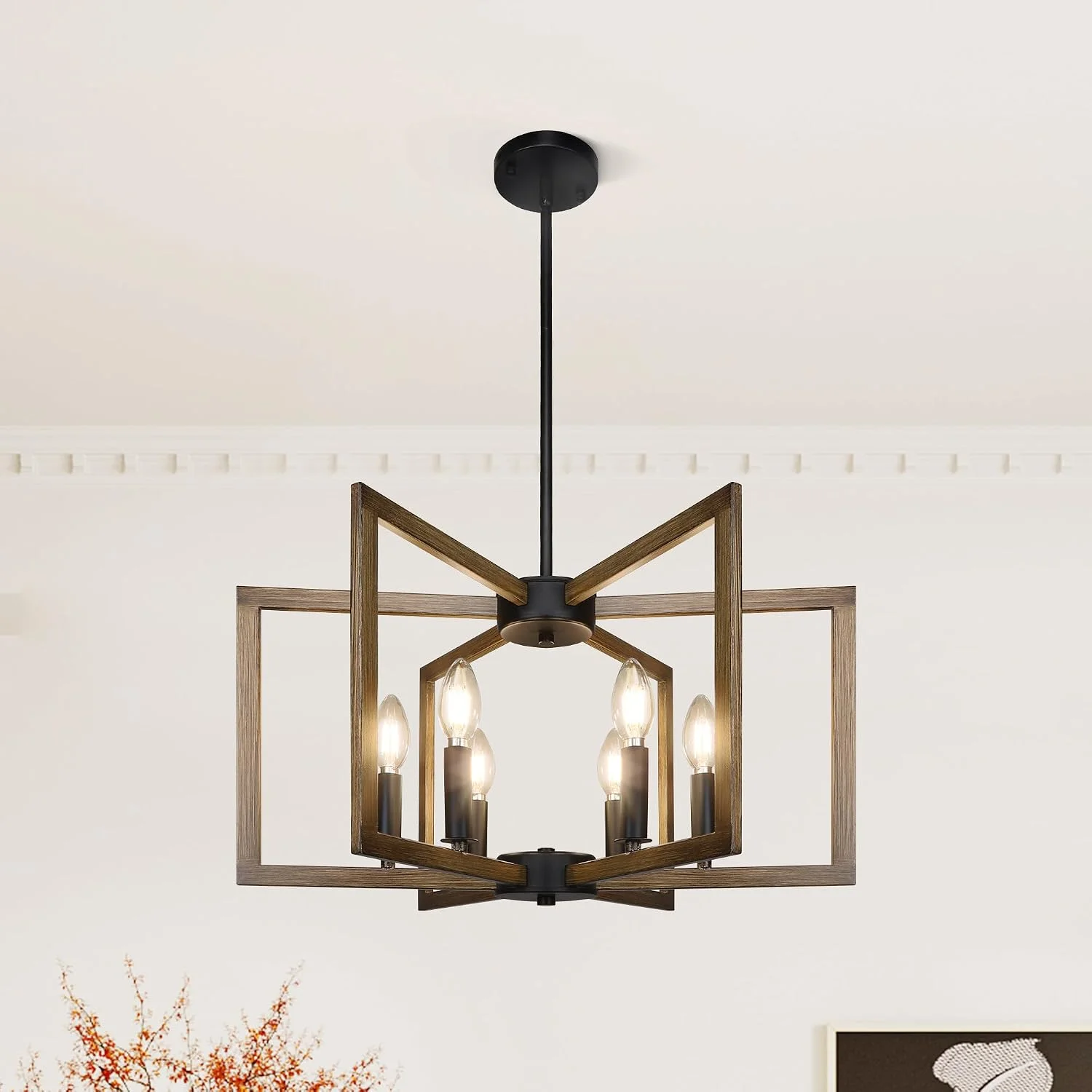 6-Light Gold Pendant Light, Modern Farmhouse Dining Room Light Fixtures Over Table - Image 9