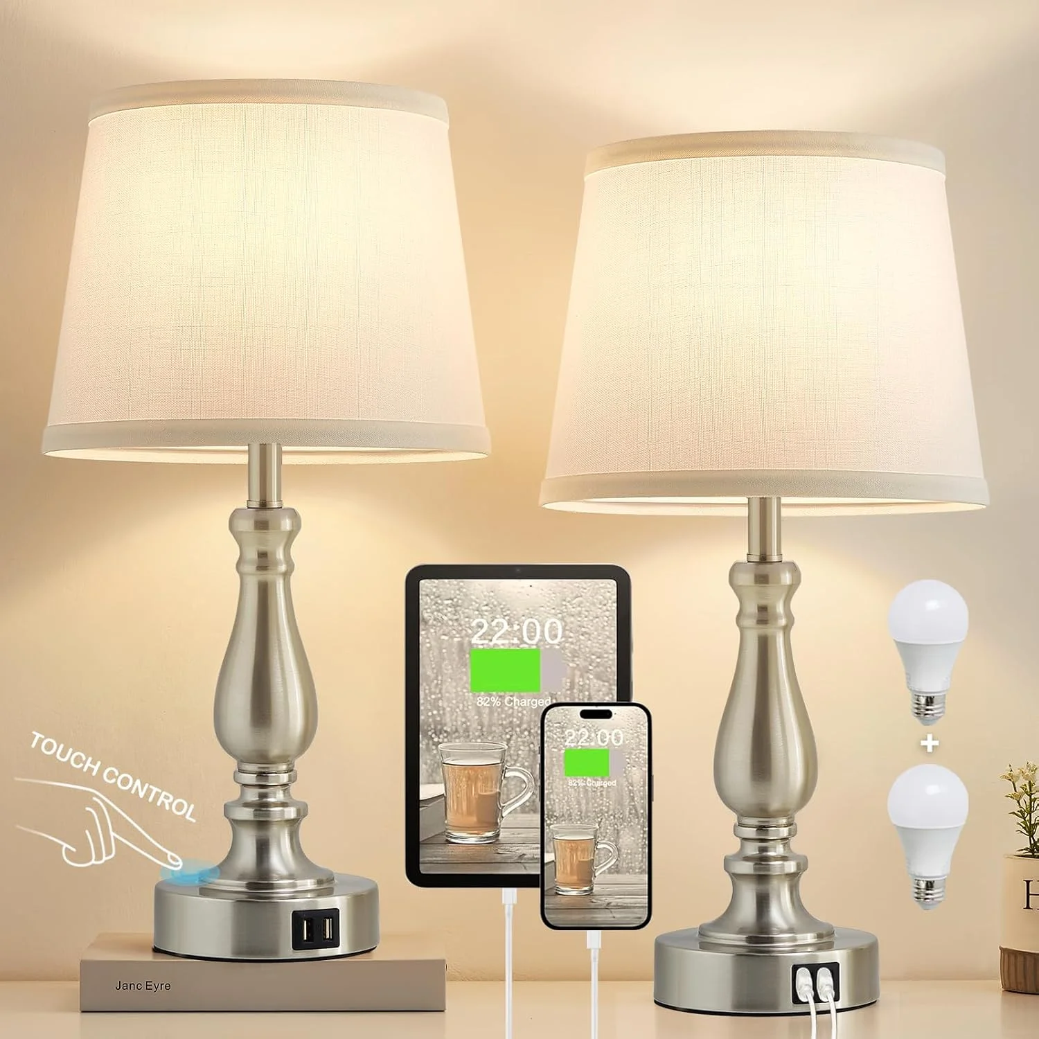 Lamps for Bedroom Set of 2, Dimmable, Bulb Included - Image 10