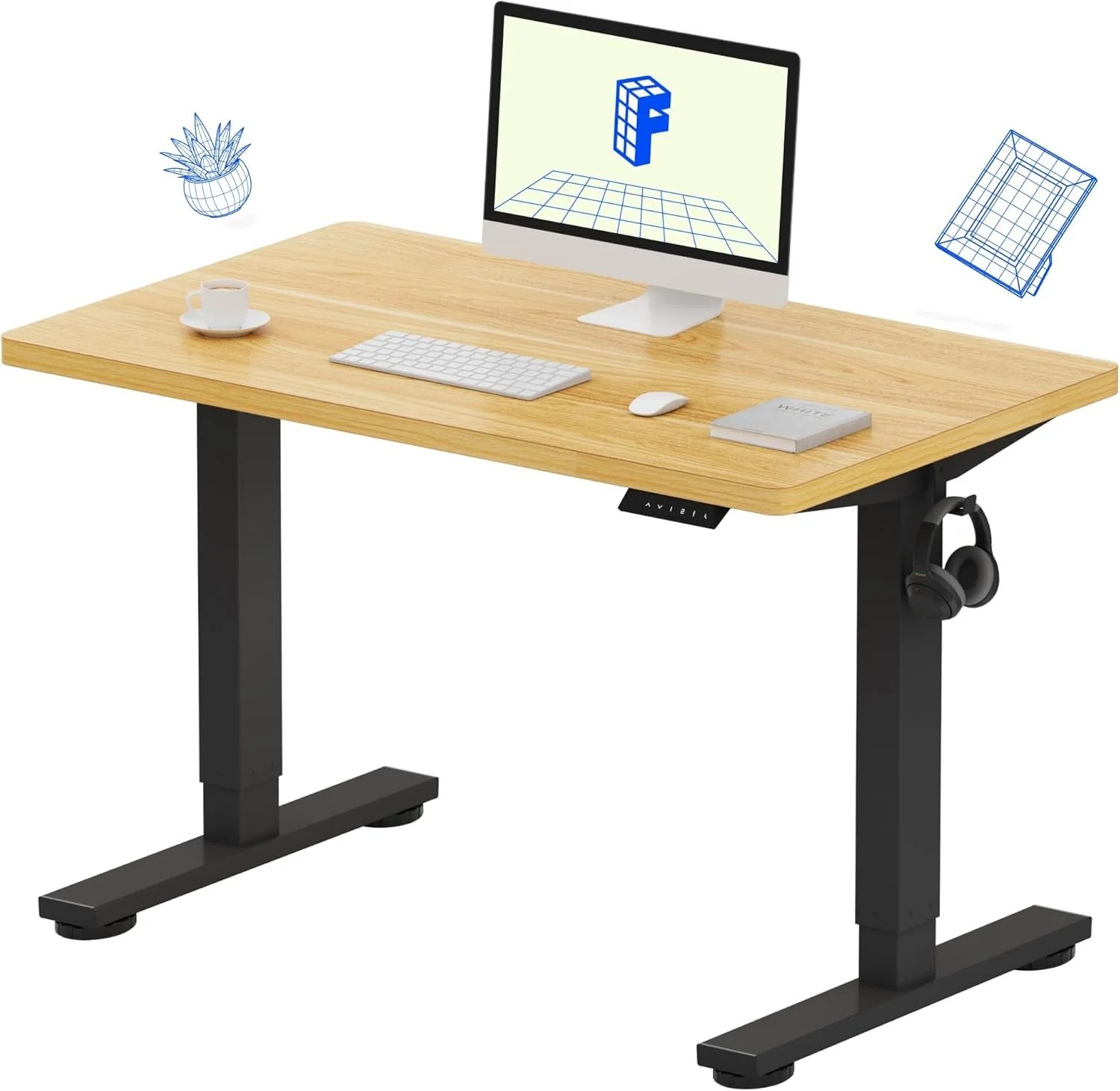 EN1 One-Piece Standing Desk, Electric Adjustable with 4 Memory Presets, 176 LBS Capacity, 48x24 Black - Image 45