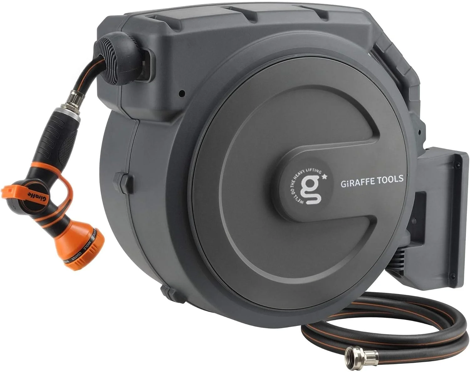 Tools Retractable Garden Hose Reel 1/2 Inch x 130 ft, Super Heavy Duty, Wall Mounted and 180 Deg Swivel Bracket - Image 4