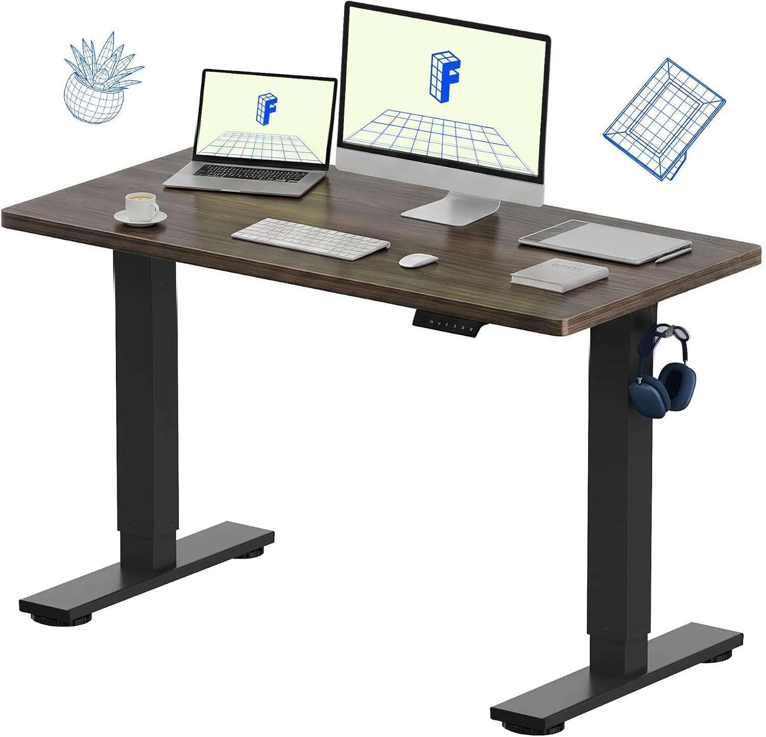 EN1 One-Piece Standing Desk, Electric Adjustable with 4 Memory Presets, 176 LBS Capacity, 48x24 Black - Image 29