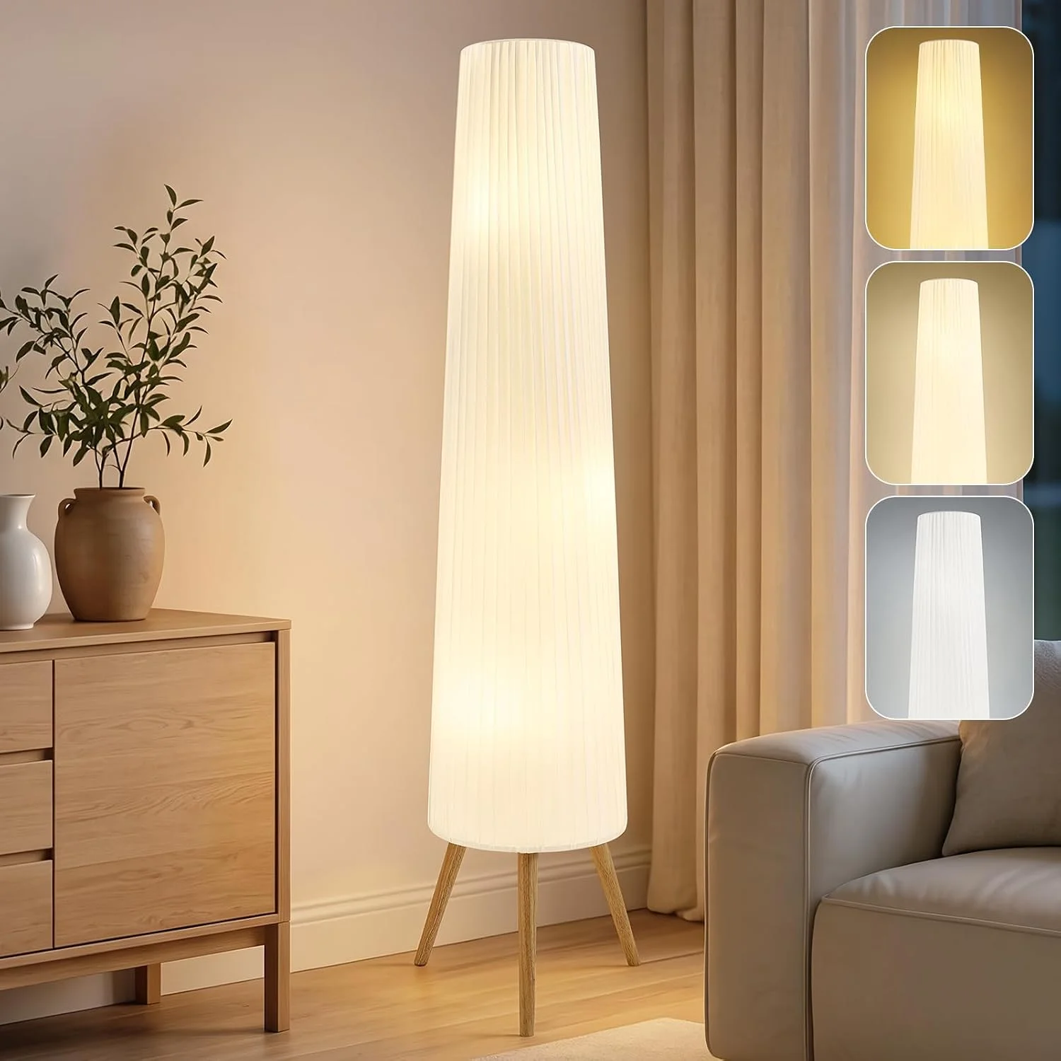 60 Inch Wood Floor Lamp, Bulb Included - Image 2