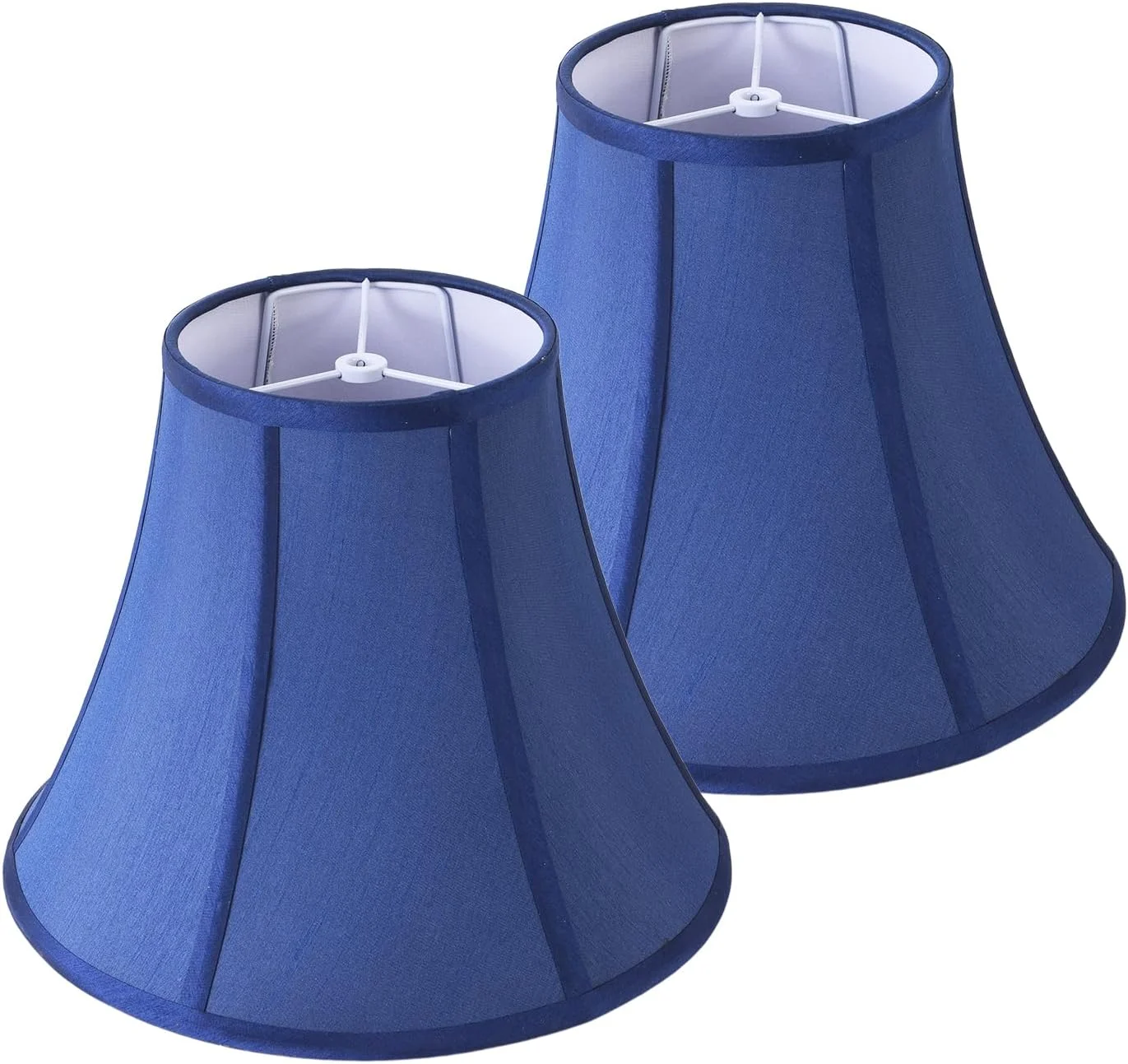 White Bell Lamp Shades Set of 2 Medium Shade 6.7``Top x 13``Bottom x 10``High(Spider) Traditional Lampshade for - Image 2