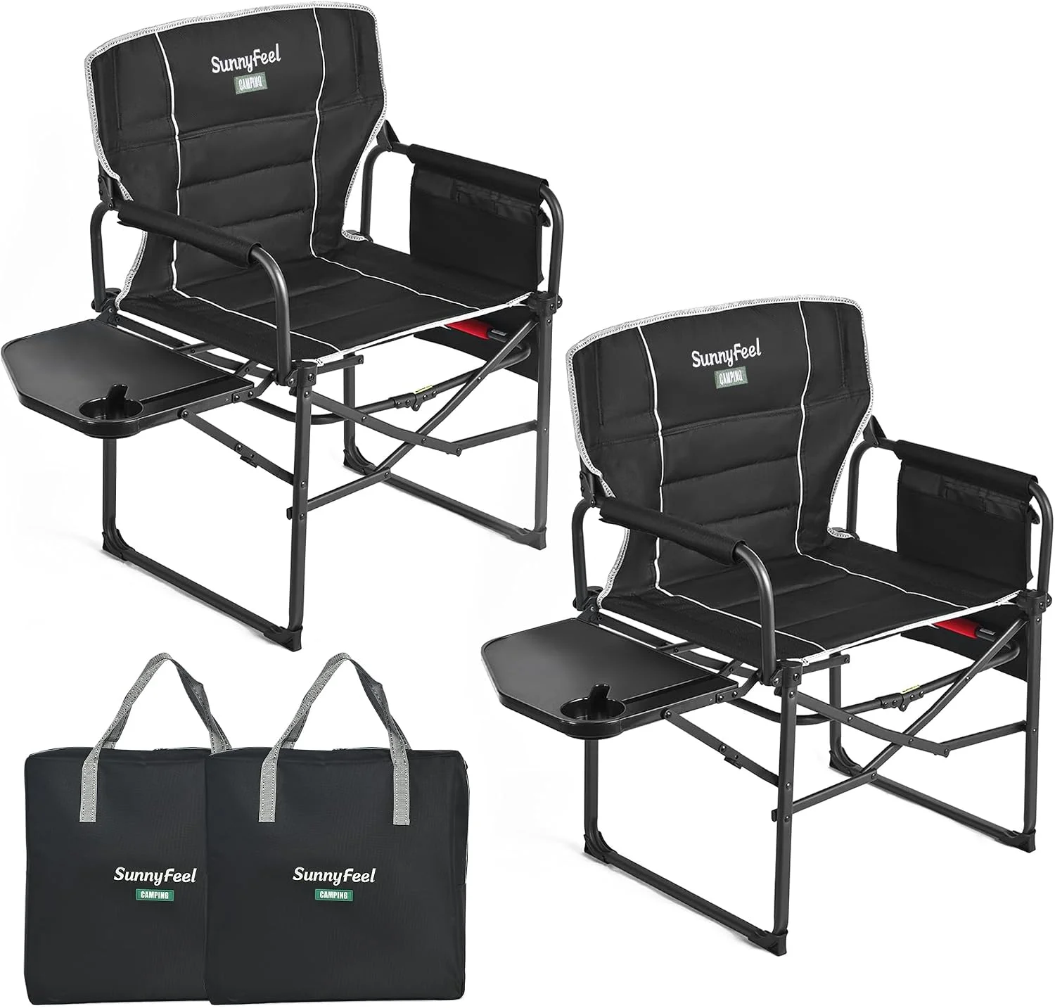 Camping Directors Chair, Heavy Duty, Oversized Portable Folding Chair with Side Table - Image 23