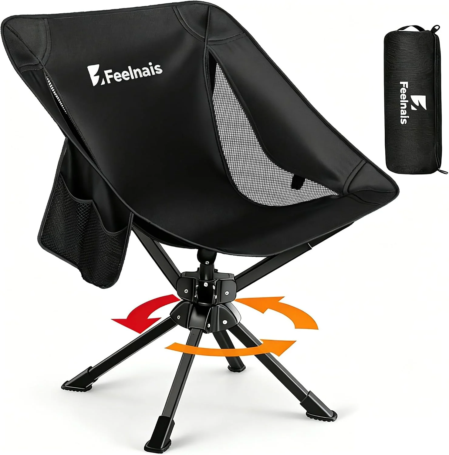 Portable Camping Chairs Compact, 360?? Swivel Folding Chair, Lightweight 3.5lbs, Metal Frame Holds up to 330lbs
