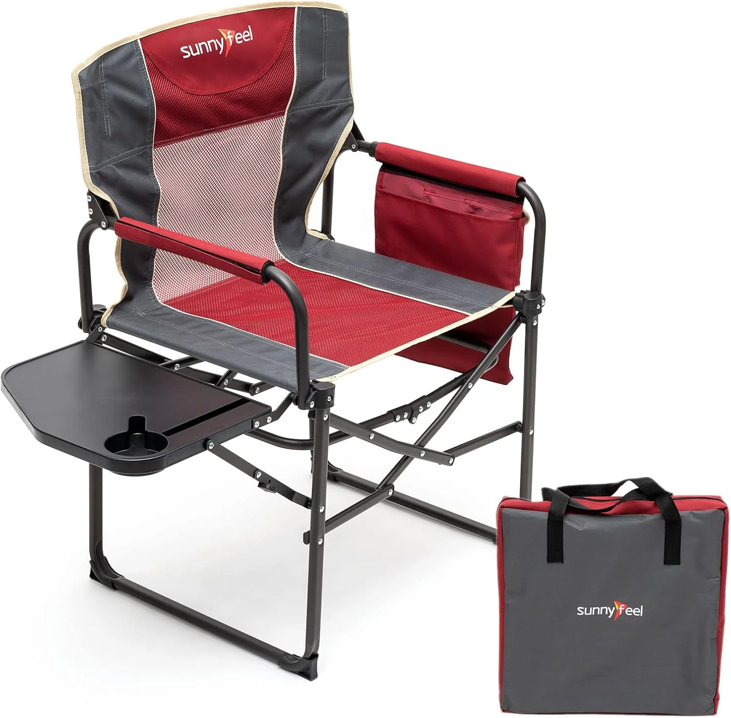 Camping Directors Chair, Heavy Duty, Oversized Portable Folding Chair with Side Table - Image 11