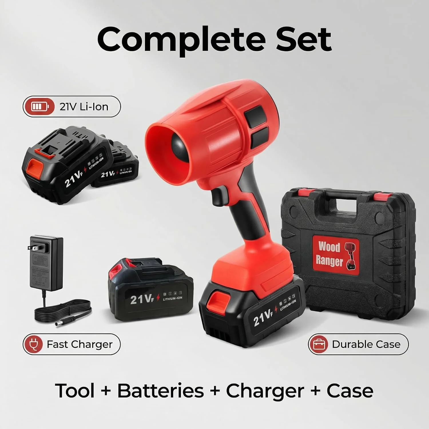 Ranger Power Leaf Blower, 21V Cordless Leaf Blower, 2X 4.0Ah Batteries Handheld Electric Blower Ideal for Yard - For Yard Cleanup - Image 2