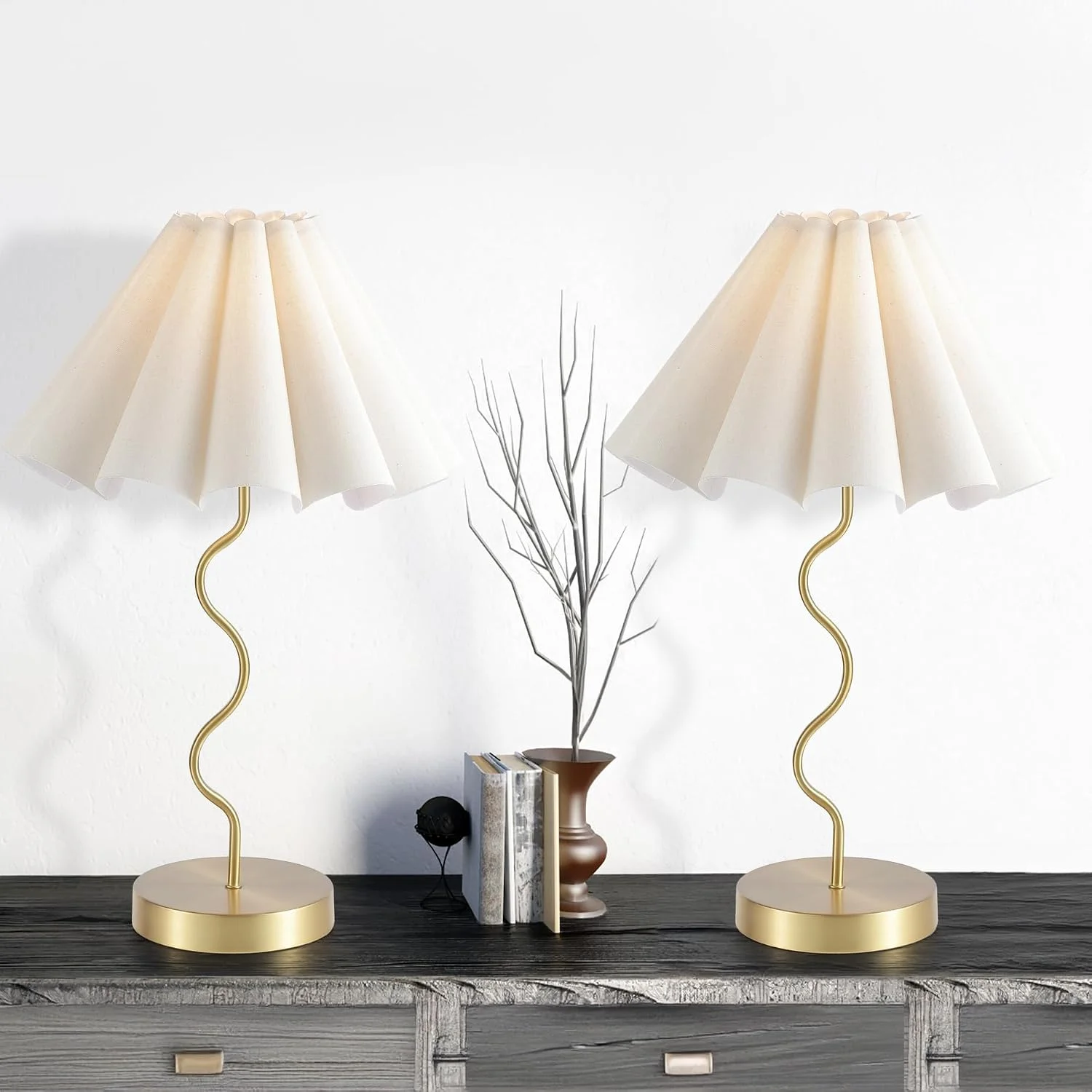 Pleated Table Lamp, Modern Lamp for Bedroom Home Office Decor