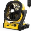 Battery Operated Fan for Dewalt 20V Max battery, Portable Fan with AC Adapter & LED Lights, 4 Speeds & Hook