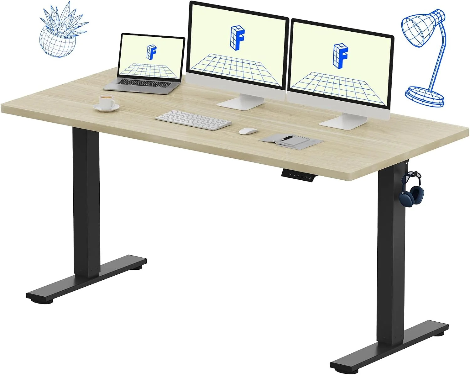 EN1 One-Piece Standing Desk, Electric Adjustable with 4 Memory Presets, 176 LBS Capacity, 48x24 Black - Image 13