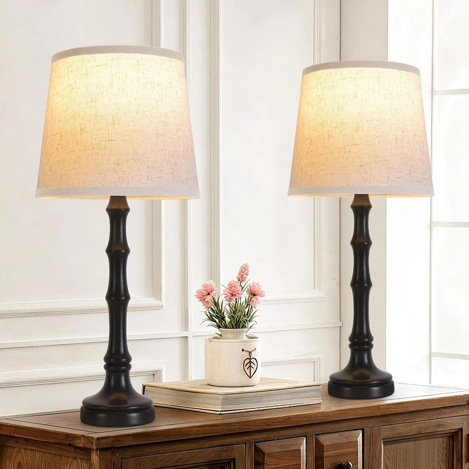 Modern Farmhouse Table Lamp Bedside Reading Lamps Living Room End Tables Set Lamps for Night Stands Bedroom - Image 7