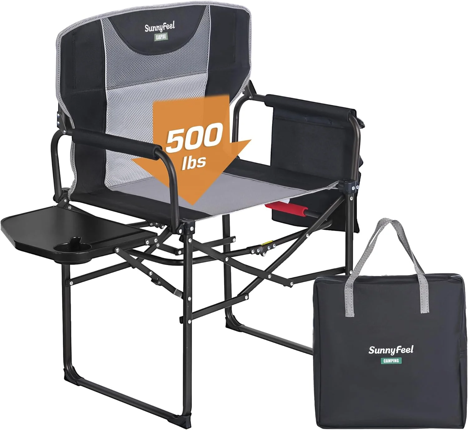 Camping Directors Chair, Heavy Duty, Oversized Portable Folding Chair with Side Table - Image 3