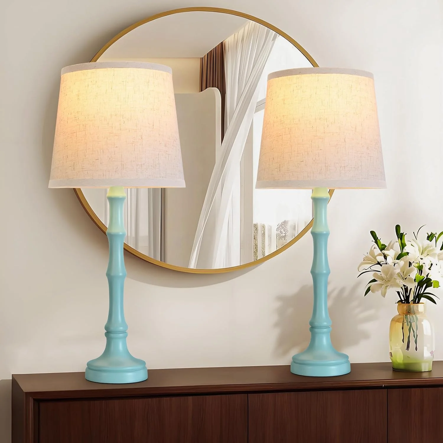 Modern Farmhouse Table Lamp Bedside Reading Lamps Living Room End Tables Set Lamps for Night Stands Bedroom - Image 11