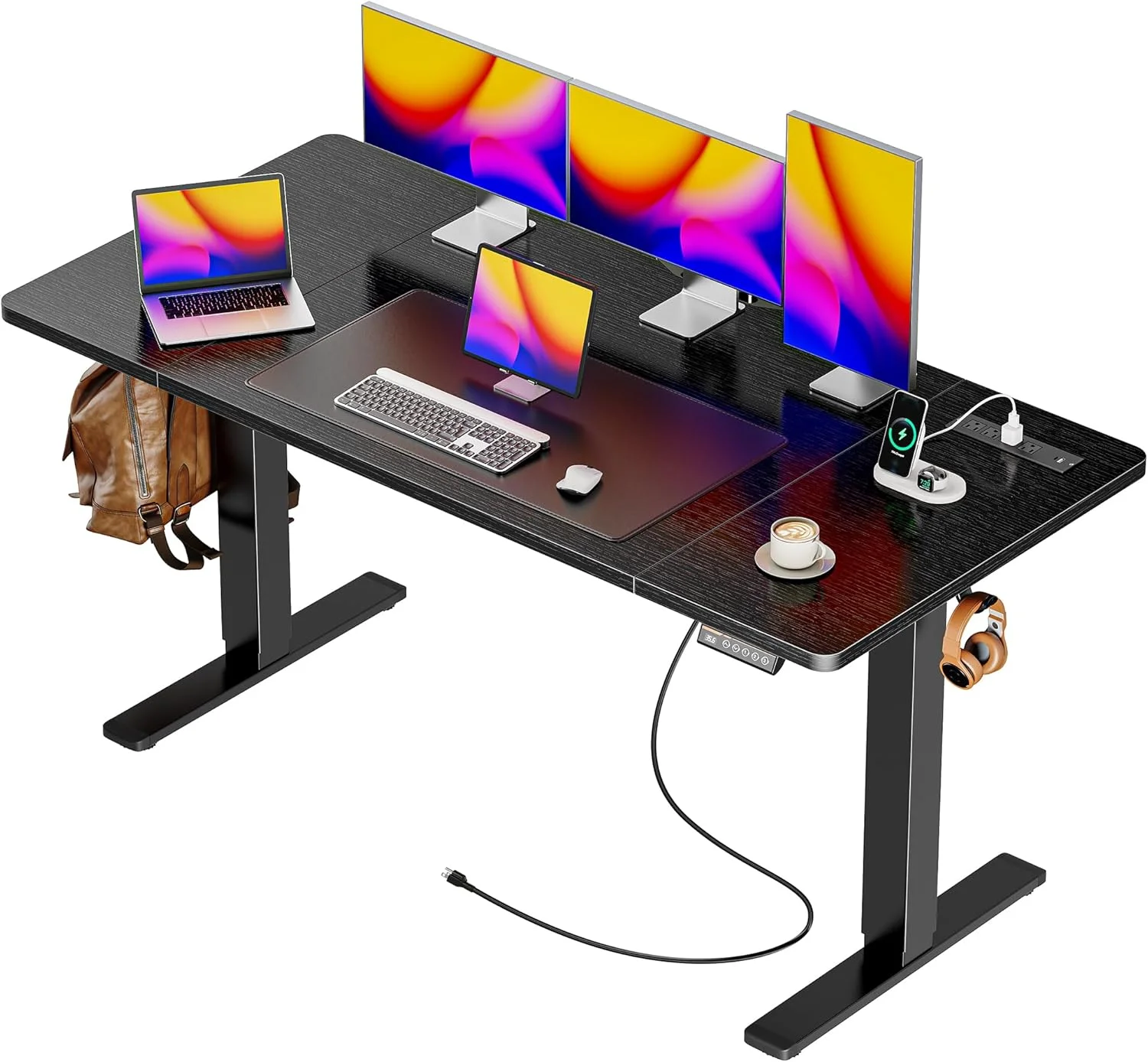 55 x 28 Large Electric Standing Desk, Height Adjustable Computer Desk, 27.6 Deep Desktop - Image 10