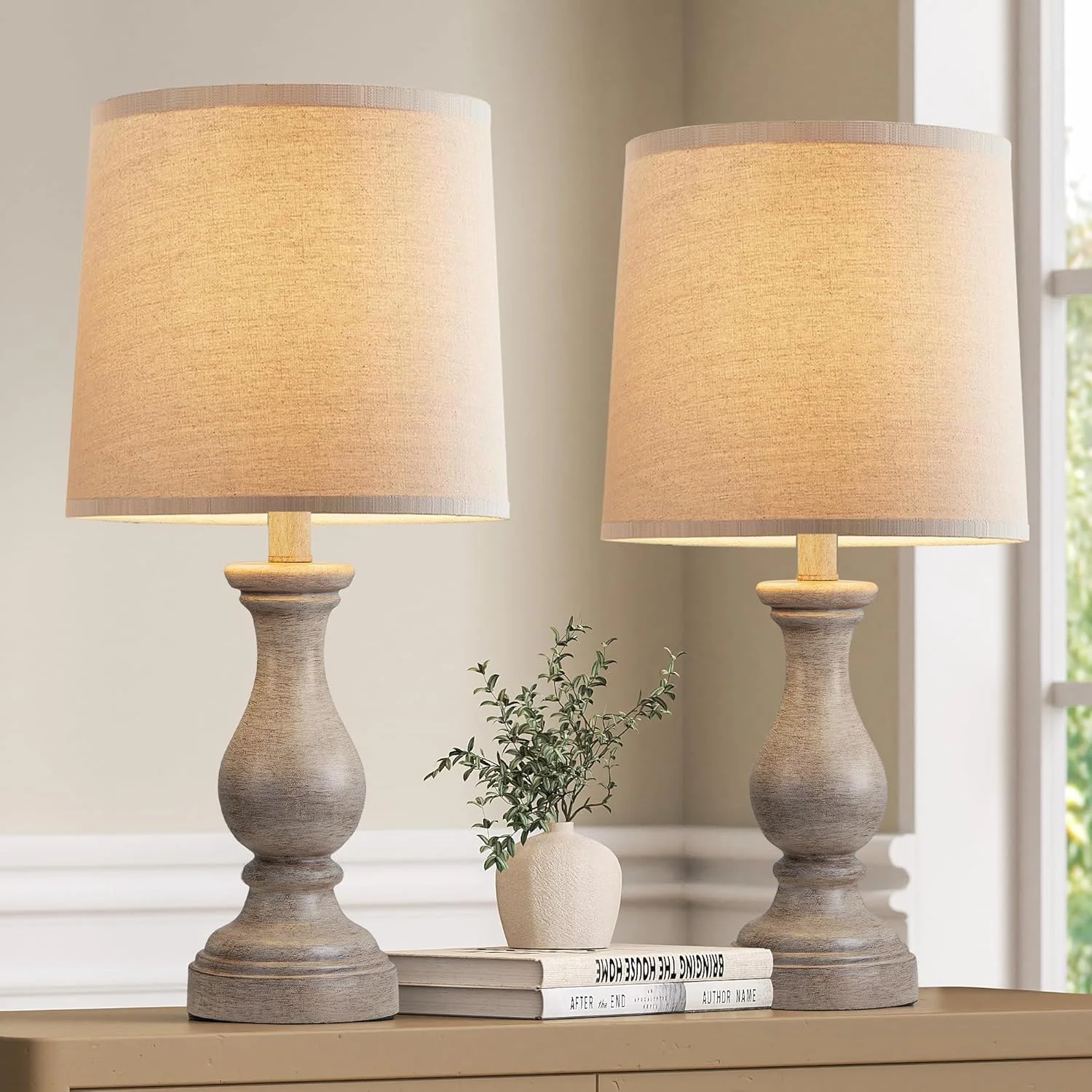 Farmhouse Table Lamp Set of 2, Rustic Lamp for Bedroom Living Room - Image 7