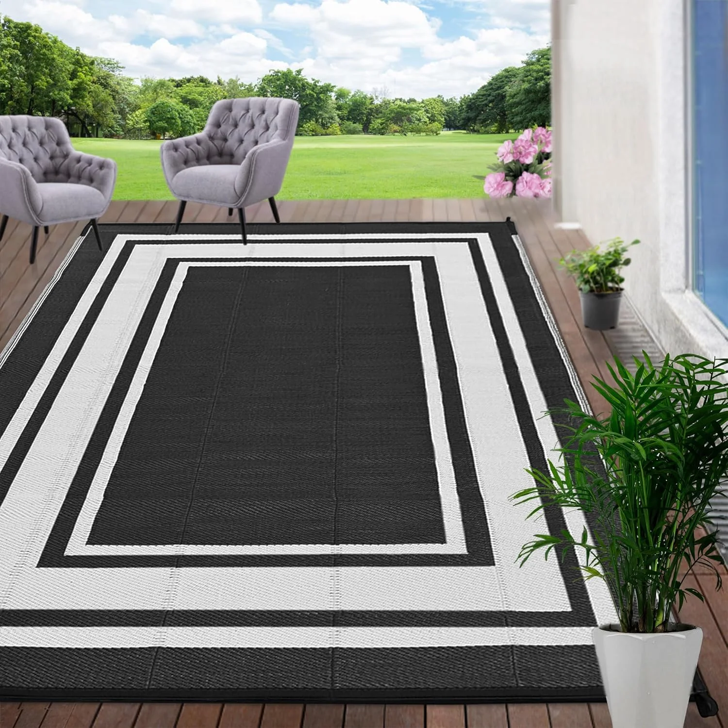 Outdoor Rugs 8'x10' Waterproof for Patios Clearance, Plastic Straw Mats for RV - Image 14
